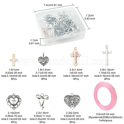 Наборы для самостоятельного изготовления подвесок в виде сердца DIY-FS0007-28-1