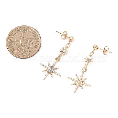 Серьги-гвоздики в форме звезды из латуни со стразами EJEW-JE06824-1