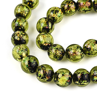 Ручной стеклянные фольга бисер пряди FOIL-N029-05D-1