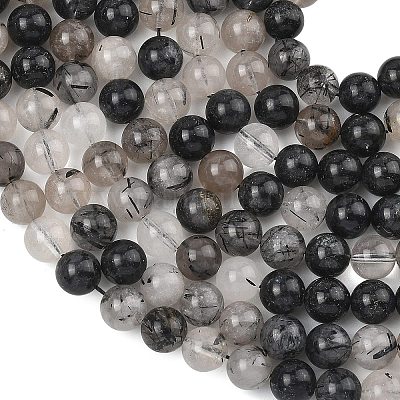 Натуральный турмалированный кварц / черный рутиловый кварц&nbsp;G-D361-01A-6-7mm-1