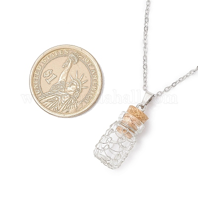 Подвеска из медной проволоки в виде пустой стеклянной бутылки из нержавеющей стали 304 NJEW-JN05275-1