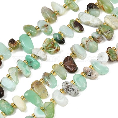 Натуральные хризопразные бисерные пряди&nbsp;G-A296-02-1