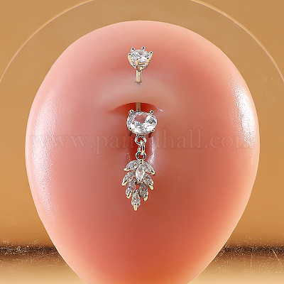 Кольца для пупка из хирургической нержавеющей стали 316l с микропаве из прозрачного кубического циркония FS-WG9E32A-01-1