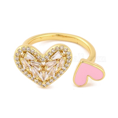 Открытые манжеты из латуни с микропаве и прозрачным фианитом RJEW-U009-04B-G-1