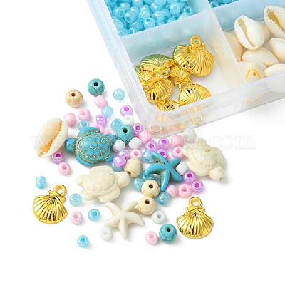 Наборы для изготовления браслетов из синтетической бирюзы и бисера своими руками DIY-FS0007-01-1