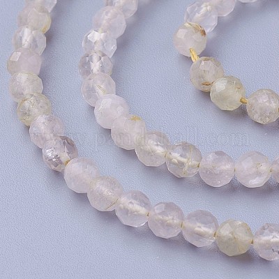 Нити бусин из натурального золота с рутилированным кварцем G-F619-10A-4mm-1