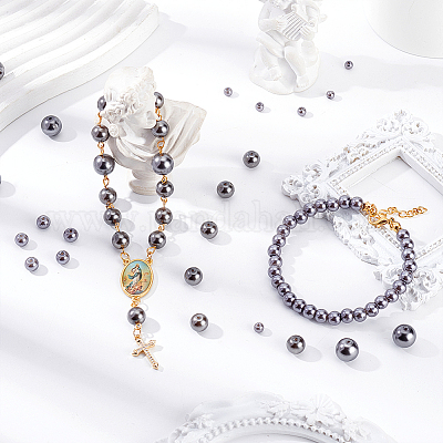 Круглая бусина из экологически чистого окрашенного стекла с жемчугом HY-PH0009-RB053-1