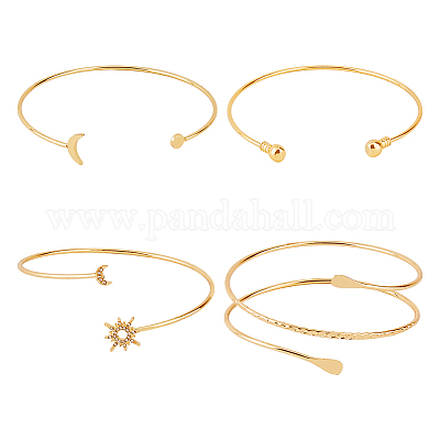 4шт. 4 стиля железный браслет с тремя петлями из проволоки BJEW-FI0001-19-1