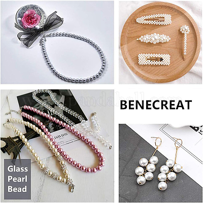 Круглые бусины из экологически чистого окрашенного стекла с жемчугом HY-BC0001-6mm-RB011-1