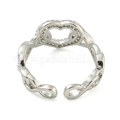 Кольца-манжеты с открытыми вставками из латуни с микропаве из прозрачного кубического циркония для женщин RJEW-M016-04P-1