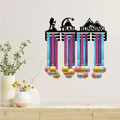 CREATCABIN Trail Running Medal Hanger Display Sports Medal Holder Iron  Competition Wall Hanging Rack Frame Hook Ribbon Display Run for Runner  Athlete