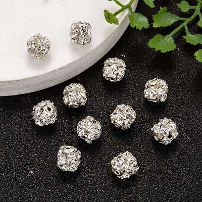 Латунные горный хрусталь прозрачный бисер RB-A017-8mm-S-1