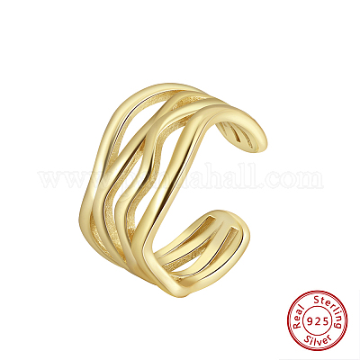 925 кольцо-манжета из стерлингового серебра для женщин RJEW-H257-02G-1