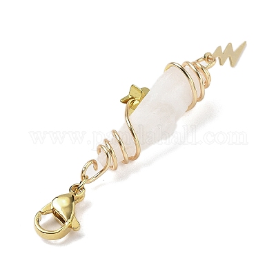 Подвесные украшения из гальванизированного натурального кварцевого кристалла в виде проволоки HJEW-JM03127-01-1