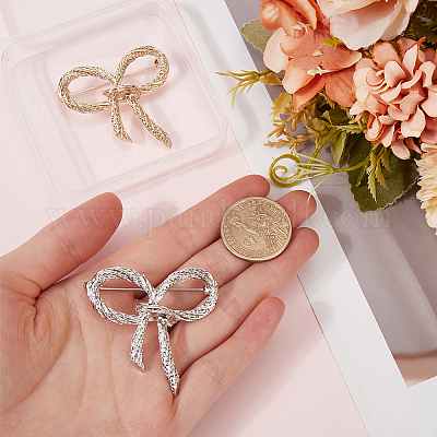 2 шт. броши из сплава с бантом 2 цветов JEWB-GF0001-40-1