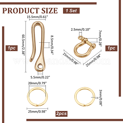 Латунные застежки для якорных дужек с D-образным кольцом KK-PH0001-98-1