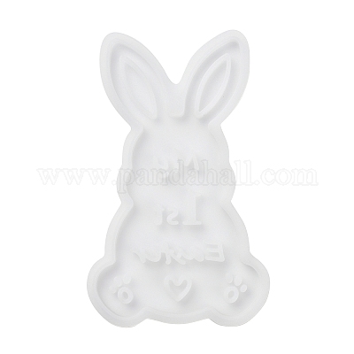 Пасхальный кролик с узором из слов силиконовые Молды для настольных ламп своими руками SIMO-G008-02B-1