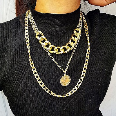 Кулон из сплава дисков 3 слой ожерелья для женщин FS-WGAC560-01-1