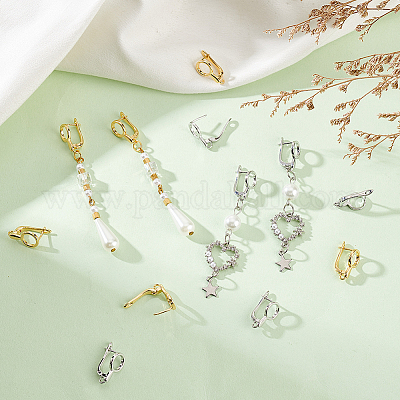 12 шт. 2-х цветная латунная фурнитура для сережек-колец KK-BC0010-99-1