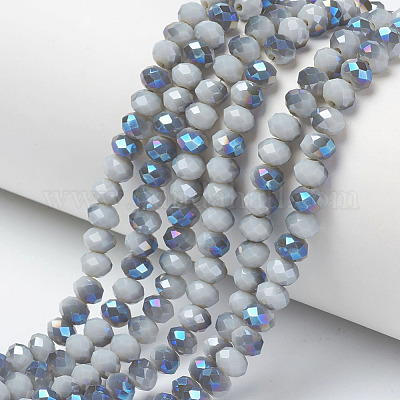 Wholesale Electroplate Opaque Solid Color Crystal Glass Rondelle Beads  Strands 