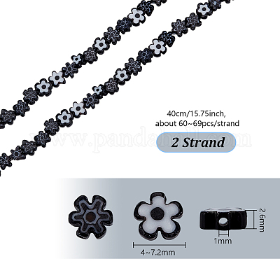 2 нити стеклянных бусин миллефиори ручной работы LAMP-GA0001-17B-01-1