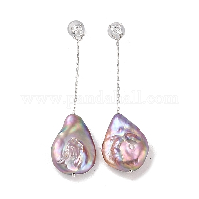 Серьги-гвоздики из стерлингового серебра с защитой от потускнения EJEW-C087-14A-P-1