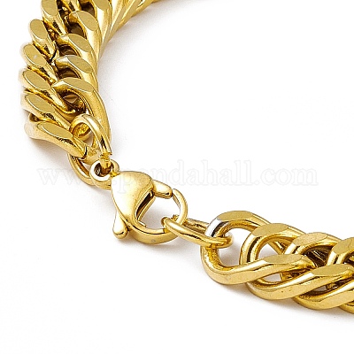 Браслет из нержавеющей стали 201 с вакуумным покрытием PVD и застежками из нержавеющей стали 304 для мужчин и женщин BJEW-M235-02B-G-1