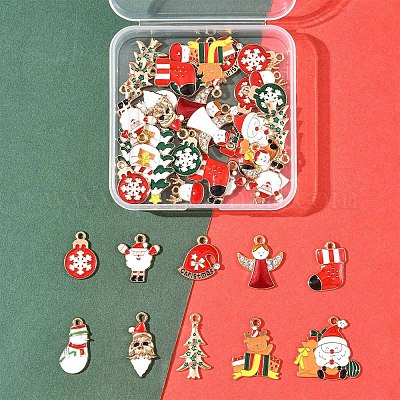 40шт рождественская тема подвески из сплава с эмалью ENAM-FS0004-19-1