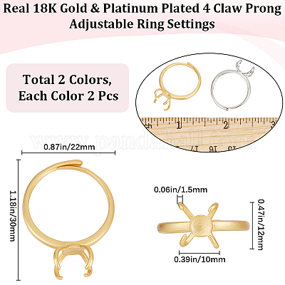 4шт 2 цвета регулируемые компоненты латунного кольца KK-BBC0012-94-1