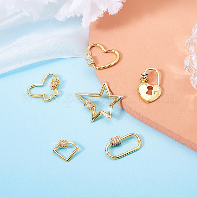 Латунь микропаве прозрачный кубический цирконий винт карабин брелоки ZIRC-TA0001-13G-1