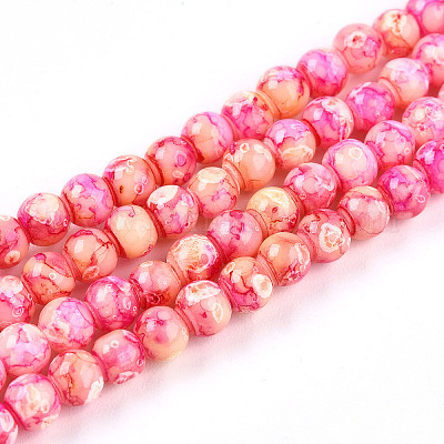 Выпечка окрашенные стеклянные бусины пряди DGLA-N003-4mm-A01-1