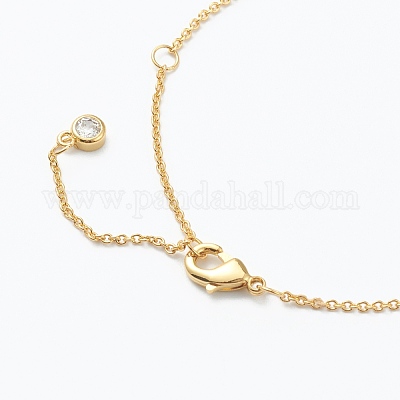 Ожерелья с подвесками из латуни с прозрачным кубическим цирконием NJEW-E153-01R-1