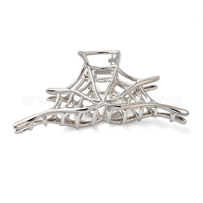 Halloween-Haarspangen – Spinnennetz-Design, Silberfarben | Metall-Klauenclips, Rutschfest