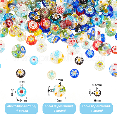 3 нити 3 стиля нити стеклянных бусин миллефиори ручной работы LAMP-OC0001-70-1