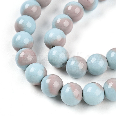 Выпечка окрашенные стеклянные бусины пряди DGLA-N012-8mm-06-1