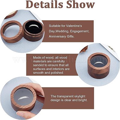 Деревянные коробки для помолвочных колец из орехового дерева CON-WH0072-87-1