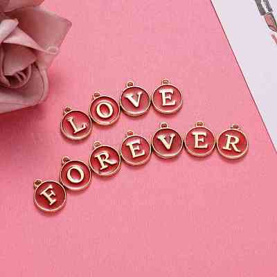 Буквица a ~ z алфавит эмалевые брелоки ENAM-Q437-08-1