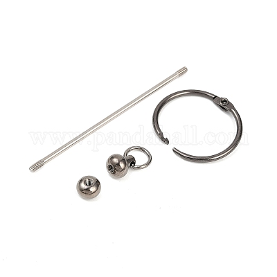 Железные стержни для ключей с бусинами AJEW-R004-02B-1