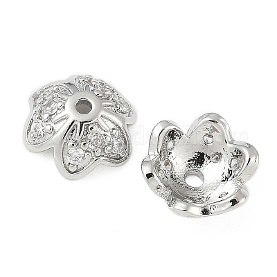 Колпачки для бусин из прозрачного кубического циркония из латуни KK-V015-33P-1