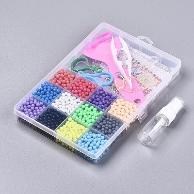 12 couleurs 1800pcs kits de perles de fusible à eau rondes pour enfants en  gros pour création de bijoux 