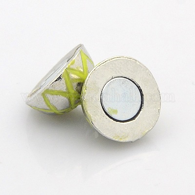 Wholesale Round Platinum Plated Alloy Enamel Magnetic Clasps with Loops 
