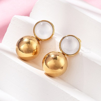 Серьги-гвоздики из нержавеющей стали 304 EJEW-D319-14G-1