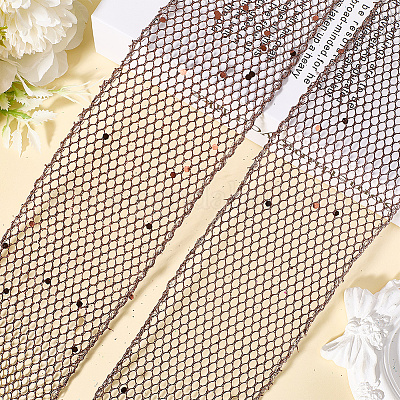 Лента из блестящей полиэстеровой сетки с пайетками длиной 9 м OCOR-WH20012-15G-1