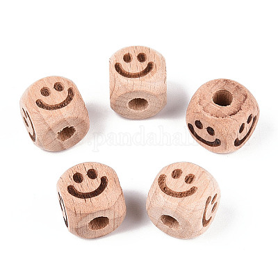 Гравированные бусины из бука WOOD-N015-08F-1