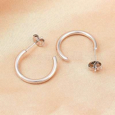 Серьги-гвоздики C-образной формы из нержавеющей стали 316 EJEW-D339-03P-1