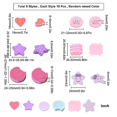 60 шт. 6 стиля непрозрачных смоляных кабошонов CRES-SC0001-84-1