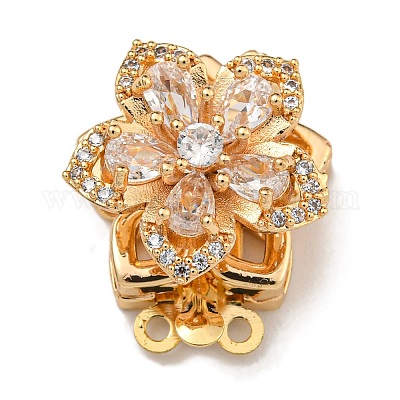 Латунные застежки из прозрачного кубического циркония с микропаве KK-U037-35G-01-1