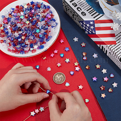 900 шт. 6 стиля наборы экологически чистых прозрачных акриловых бусин на тему Дня независимости MACR-SP0001-55-1