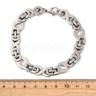 201 браслет из нержавеющей стали с полыми овальными цепочками в византийском стиле BJEW-B078-145P-1-1