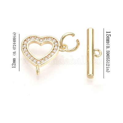 5шт латунь микро проложить прозрачные фианиты застежки-тоггл KK-CJ0002-03B-1